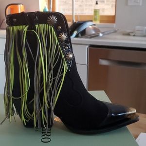 Women's black neon cowboy boots
